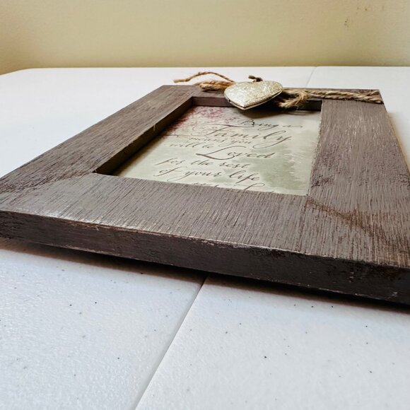 Family Love Picture Frame Rustic Distressed Home Decoration Valentine Heart - Picture 3 of 14